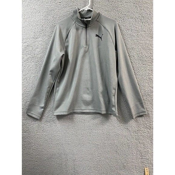 PUMA Shirt Mens Medium Gray 1/4 Zip Long Sleeve Pullover Sweatshirt Performance - Picture 1 of 11